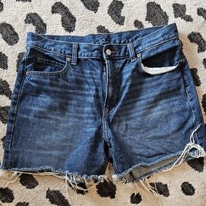 Old Navy Dark Wash Denim Distressed Short Dad Short Women's Size 12